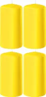 4x Gele cilinderkaarsen/stompkaarsen 6 x 10 cm 36 branduren - Geurloze kaarsen geel - Woondecoraties