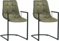 Stoel Condor met armleuning freeswing poot kleur Olive - set van 2 stoelen