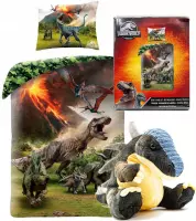Dekbedovertrek Dino - Jurassic World - Dekbed Kinderen - 1persoons - 140x200 cm - incl. Pluche Dino Stegosaurus