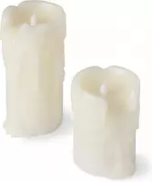LED kaarsen met waxdruppels set van 2 stuks | Led-kaars met echte wax | Timerfunctie batterijen