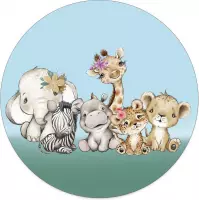 Label2X - Schilderij - Kids Safari Familie Dibond -