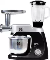 Herzberg: 3-in-1 Krachtige Keukenmachine, Blender en Vleesmolen - 5L - 800W - Zwart - Foodprocessor - Keukenrobot - Keukenmixer - Met Accessoires