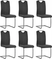 Eetkamerstoelen 43x55x100 cm kunstleer grijs 6 st (incl. vloerviltjes)