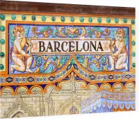 Beroemd keramisch tegelmozaïek van Barcelona in Sevilla - Foto op Plexiglas - 90 x 60 cm