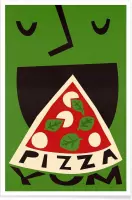 JUNIQE - Poster Yum Pizza -40x60 /Groen