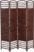 Scheidingswand - Roomdivider - Kamerscherm - Decoratie - Wonen - 4 panelen - Bamboe - Bruin - B160 x T2 x H170cm