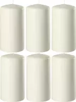6x Ivoorwitte cilinderkaarsen/stompkaarsen 6 x 8 cm 27 branduren - Geurloze kaarsen ivoorwit - Woondecoraties