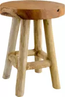 Teak houten kruk van WDMT™ | Ø 30 x 42 cm | Handgemaakt | Vervaardigd uit teakhout | Robuuste