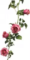SENSE Rose garland Dijon - Rozen Slinger - Kunstbloemen slinger - Balkon decoratie - Zomerbloem- 145cm - Klimroos dark pink - Bruiloft Decoratie – Trouwen -Trouwdag bloemen