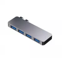 USB C -  Usb C Hub - USB C Dock voor Macbook Pro - 4 USB poorten - 1 Thunderbolt 3 poort - Type C aansluiting - MacBook Air - Space Grey