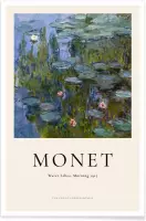 JUNIQE - Poster Monet - Water Lilies, Morning -60x90 /Blauw & Groen