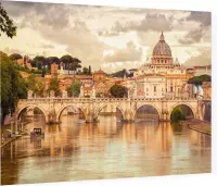 Sint-Pieter en Engelenbrug over de Tiber in Rome - Foto op Plexiglas - 60 x 40 cm