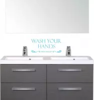 Muursticker Wash Your Hands Mom Said So - Lichtblauw - 33 x 15 cm - keuken engelse teksten toilet