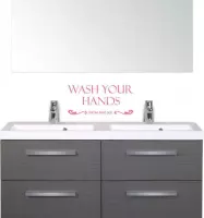 Muursticker Wash Your Hands Mom Said So -  Roze -  22 x 10 cm  -  keuken  engelse teksten  toilet  alle - Muursticker4Sale