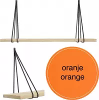 Leren split-plankdragers - Handles and more® - 100% leer - ORANJE - set van 2 / excl. plank (leren plankdragers - plankdragers banden - leren plank banden)