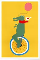 JUNIQE - Poster Unicycle Croc -40x60 /Kleurrijk