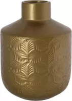 Bloemenvaas/vazen van brons kleur keramiek met hoogte 20 cm en diameter 15 cm - Bloemen/boeketten