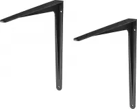 6x stuks plankdrager / plankdragers aluminium zwart gemoffeld 24 x 19 cm - schapdragers - planksteun / planksteunen / wandplankdragers