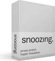 Snoozing Jersey Stretch - Topper - Hoeslaken - Eenpersoons - 90/100x200/220 cm - Grijs