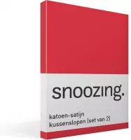 Snoozing - Katoen-satijn - Kussenslopen - Set van 2 - 40x60 cm - Rood