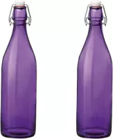 5x stuks paarse giara flessen met beugeldop - Woondecoratie giara fles - Paarse weckflessen