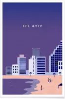JUNIQE - Poster Tel Aviv - retro -40x60 /Paars