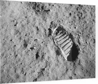 Astronaut footprint (voetafdruk op maanoppervlak) - Foto op Plexiglas - 90 x 60 cm