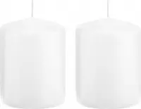 2x Witte cilinderkaarsen/stompkaarsen 6 x 8 cm 29 branduren - Geurloze kaarsen - Woondecoraties