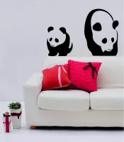 Muursticker Panda's - zwart - set van 2 - 40x35 cm en 47x64 cm