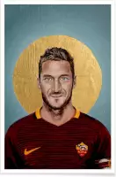 JUNIQE - Poster Football Icon - Francesco Totti -40x60 /Blauw & Geel