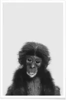 JUNIQE - Poster Bonobo Classic -30x45 /Wit & Zwart