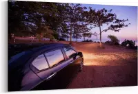 Schilderij - Car with sunset — 90x60 cm