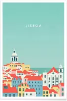 JUNIQE - Poster Retro Lissabon -13x18 /Kleurrijk