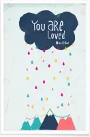 JUNIQE - Poster You Are Loved -20x30 /Blauw & Roze