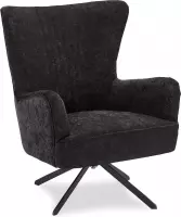 Bobby fauteuil met draaivoet zwart, metaal zwart.