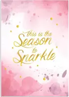 DesignClaud This is the season to sparkle - Merry Christmas - Kerst Poster - Roze A2 + Fotolijst wit