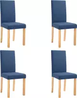 Eettafel stoelen Stof Blauw 4 STUKS / Eetkamer stoelen / Extra stoelen voor huiskamer / Dineerstoelen / Tafelstoelen / Barstoelen