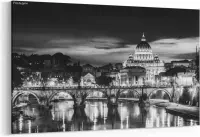 Schilderij - Oude Romeinse brug van de kathedraal van Hadrianus en St. Peter in de stad Rome — 90x60 cm