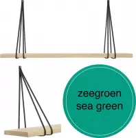 Leren split-plankdragers - Handles and more® - 100% leer - ZEEGROEN - set van 2 / excl. plank (leren plankdragers - plankdragers banden - leren plank banden)