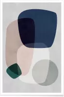JUNIQE - Poster Graphic 190 -13x18 /Blauw & Grijs