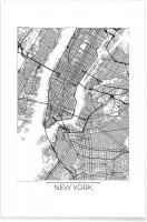 JUNIQE - Poster New York - minimalistische stadskaart -13x18 /Wit &