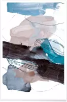 JUNIQE - Poster Blauw en Grijs - abstract -40x60 /Blauw & Grijs