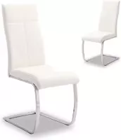 2 stoelen set met hoge ruglening PU met metalen frame chroom wit
