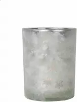 Waxinelichthouder Sneeuw Wit-Goudkleurig (10 x 8 cm)