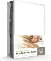 Briljant Home Hoeslaken Percal voor Topper 180 x 210 - Wit
