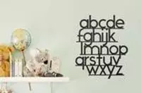 HOUTEN WANDDECORATIE / WOODEN WALL DECORATION - MUURDECORATIE VOOR KINDERKAMER / WALL ART FOR KIDS ROOM - ALFABET / ALPHABET - 70 x 57cm - ZWART / BLACK - WANDFIGUUR - BABYKAMER -