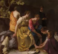 Johannes Vermeer, Diana en haar nimfen, ca. 1653-1654 op aluminium, 40 X 60 CM