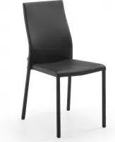 Kave Home - Abelle stoel in leer en zwart staal