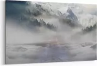 Schilderij - Mist in de bergen — 90x60 cm