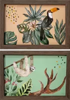 Joons set van schilderijtjes jungle thema - woonkamer decoratie jungle decoratie -decoratieve accessoires cadeau inspiratie tip